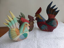 Gilde Handwerk - Hahn und 2 Hennen - Holz Figuren Tierfigur Ostern Dekoration