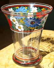 Vase Glas antik Blumen Hand