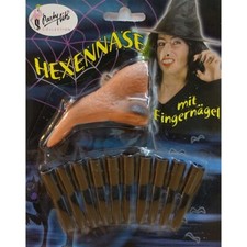 HEXE NASE & FINGERNÄGEL Halloween Karneval Kunstnägel Künstliche Nägel Hexennase
