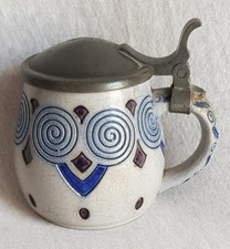 Merkelbach & Wick, Jugendstil Bierkug, Patriz Huber (nach), um 1900, gemarkt