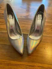 High-Heels mit Plateausohle, silber GR. 40,  15 cm Absatz, NEUWERTIG