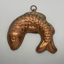 Kupfer Kuchen Backform - Fisch Deko - Wagner West Germany - ca. 13 x 12cm