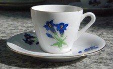 1 Mokkatasse Espressotasse mit UT,  Creidlitz Bavaria, Alpen Enzian mit Goldrand