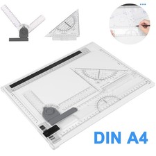 Zeichenbrett Zeichenplatte Reißbrett A4 + Lineal Winkelmesser Set Multifunktion
