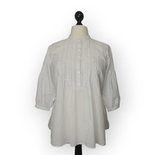 Madeleine Damen Bluse 44 XXL weiß Spitze Tunika Hemd Boho Shirt