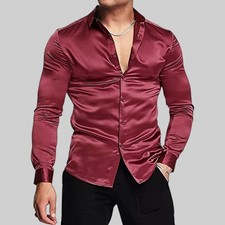 Herren Satin-Hemd Glänzendes