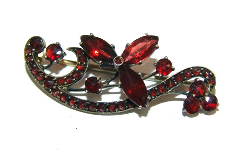 Granat brosche jugendstil um - granat,