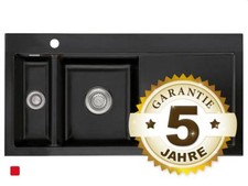 Systemceram Mera 100 Nigra Keramik-Spüle Handbetätigung Schwarz matt Küchenspüle