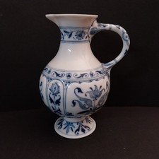 Kleine alte Henkelkanne Blau-Weiss Porzellan wohl Thüringen