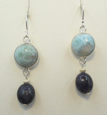 Larimar, Saphir - Ohrringe