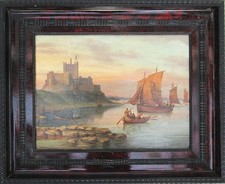 Ölgemälde E W Cooke bezeichnet Küstenszene mit Seegelschiffen England 19. Jhd.