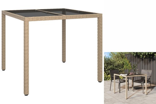 Gartentisch beige 90x90x75 - 90x90x75, cm