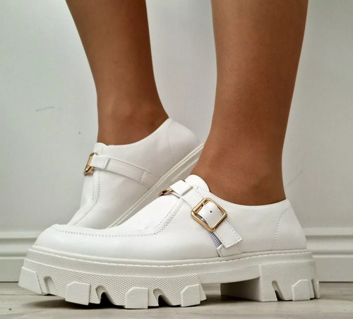 Damen beige weiß klobige