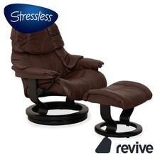 Stressless Reno Leder Sessel Braun Rot manuelle Funktion inkl. Hocker