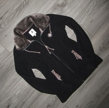 GAASTRA*Fleece Jacke / Fleecejacke*Gr. XS/S*34*Webpelz-Kragen*Schwarz*NEUWERTIG