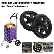 2x Ersatzräder 5,1 Zoll für Kinderwagen & Einkaufstrolley - Komplett mit Achse &