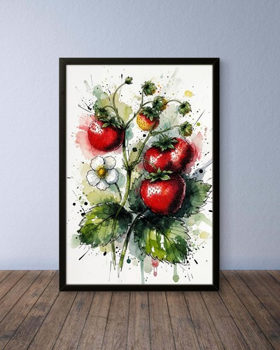 Erdbeere botanik wandbild - erdbeere,