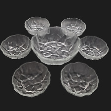 Vintage Kristall Hoya Glas Dessertschale Set 7-teilig - Eisschlösser Eisberg Japan MCM