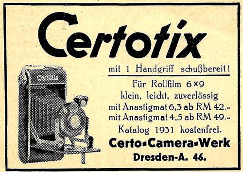 Werbung reklame 1931 certotix - 1931:,