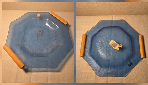 Achteckiger glas teller - glas-teller, blau