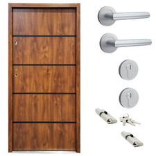 Ausstellungstür #SO05 Seitentür AT56 Stahltür mit Griffset DIN Links 90x200 cm