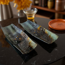 2x Dekoschale Glas bunt ca