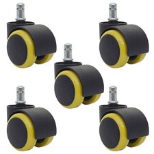 B-Ware 5er-Set Hartbodenrollen MCW-H86, Stuhl-Rollen, 150kg belastbar 50mm, gelb