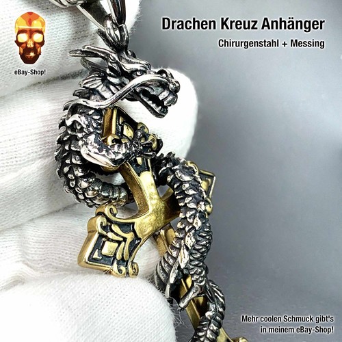 Drachen kreuz anhänger - kreuz,