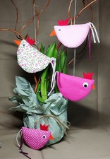 4x Osterhühner Stoff