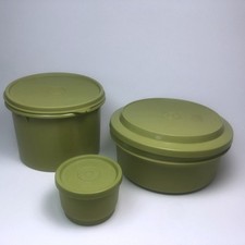 3 x Tupperware 70er Jahre Behälter Dosen Deckel Moosgrün Grün vintage