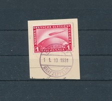 Flugpost DR 455 Zeppelin auf AK-Ausschnitt mit Bordpoststempel 1.1.10-1931