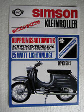 PROSPEKT Werbung DATENBLATT Moped Simson Schwalbe KR51/S Automatik Suhl
