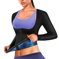 Damen Sauna Sweat Suit Thermo Bauchweg Body Shaper Sports Lange Ärmel Shirt Gym