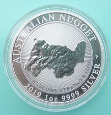 1 Oz Silber Australien Nugget  Welcome Stranger 2019 ST Silbermünze