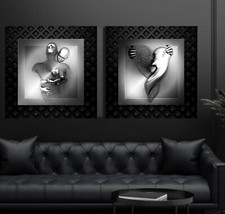 XL LEINWAND BILD-SET BIS 200x95x5 PAAR 3D-OPTIK SCHWARZ WEISS MODERNE KUNST NEU