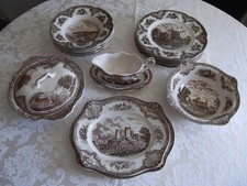 Speiseservice für 6 Personen "Old Britain Castles" in braun von Johnson Bros.
