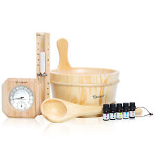 Saunazubehör Set 10tlg. Saunaset Saunakübel Saunakelle Aufguss Sanduhr Sauna