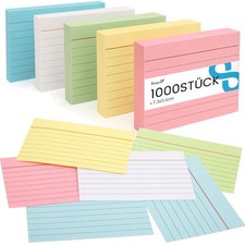 1000 Beidseitig Linierten Karteikarten A8 – Buntes Lernmaterial für Studenten