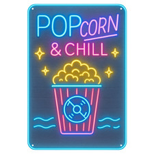 Popcorn Neon Kino Blechschild