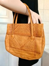 Ledertasche Echtleder Tasche Handgemacht Muster Verzierung Boho Braun Natur