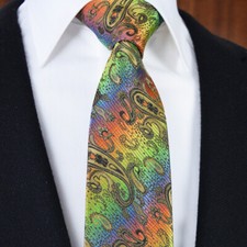 Regenbogen Herren Krawatte Mehrfarbig Wirbel Seide Elegant Paisley Krawatte Hochzeit Formell