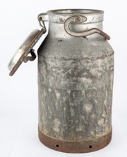 Alte Milchkanne aus Metall mit Deckel und Henkel - ca. 20 Liter
