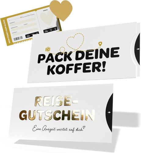 Reisegutschein mit goldlack - reisegutschein,
