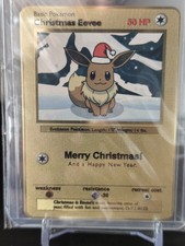 Pokemon Evoli / Eevee Metal Karte Merry Christmas / Weihnachten
