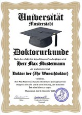 Doktortitel Diplom Zertifikat Urkunde Berufsdiplom Titel personalisiert.  UK-299