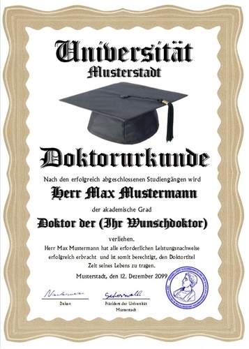 Doktortitel diplom zertifikat - diplom,