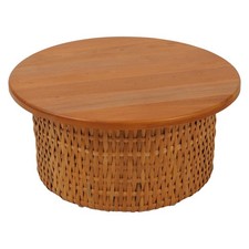 B-Ware Couchtisch MCW-P15, Beistelltisch Sofatisch Mahagoniholz Rattan rund 75cm