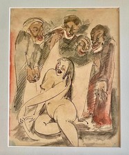 Pechstein, Max Hermann „Susanna im Bade II“ 1917, Aquarell/Federzeichnung, sig.