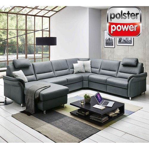 Polsterpower ledersofa grau - ledersofa,