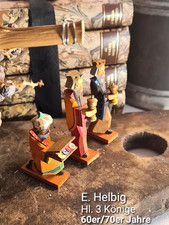 EMIL HELBIG ALTE WEIHNACHTSKRIPPE-FIGUREN geschnizt, 12 St + 7 Schafe HANDARBEIT